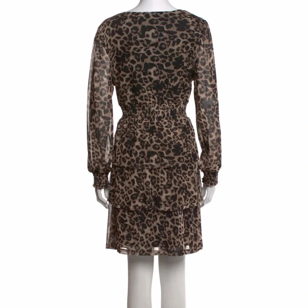 Badgley Mischka Leopard Print‎ Long Sleeve Dress size PL